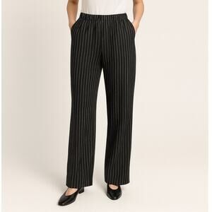 90s Y2K Vintage Roamans Black White Pinstripe Wide Leg Pants 10WP Soft Power